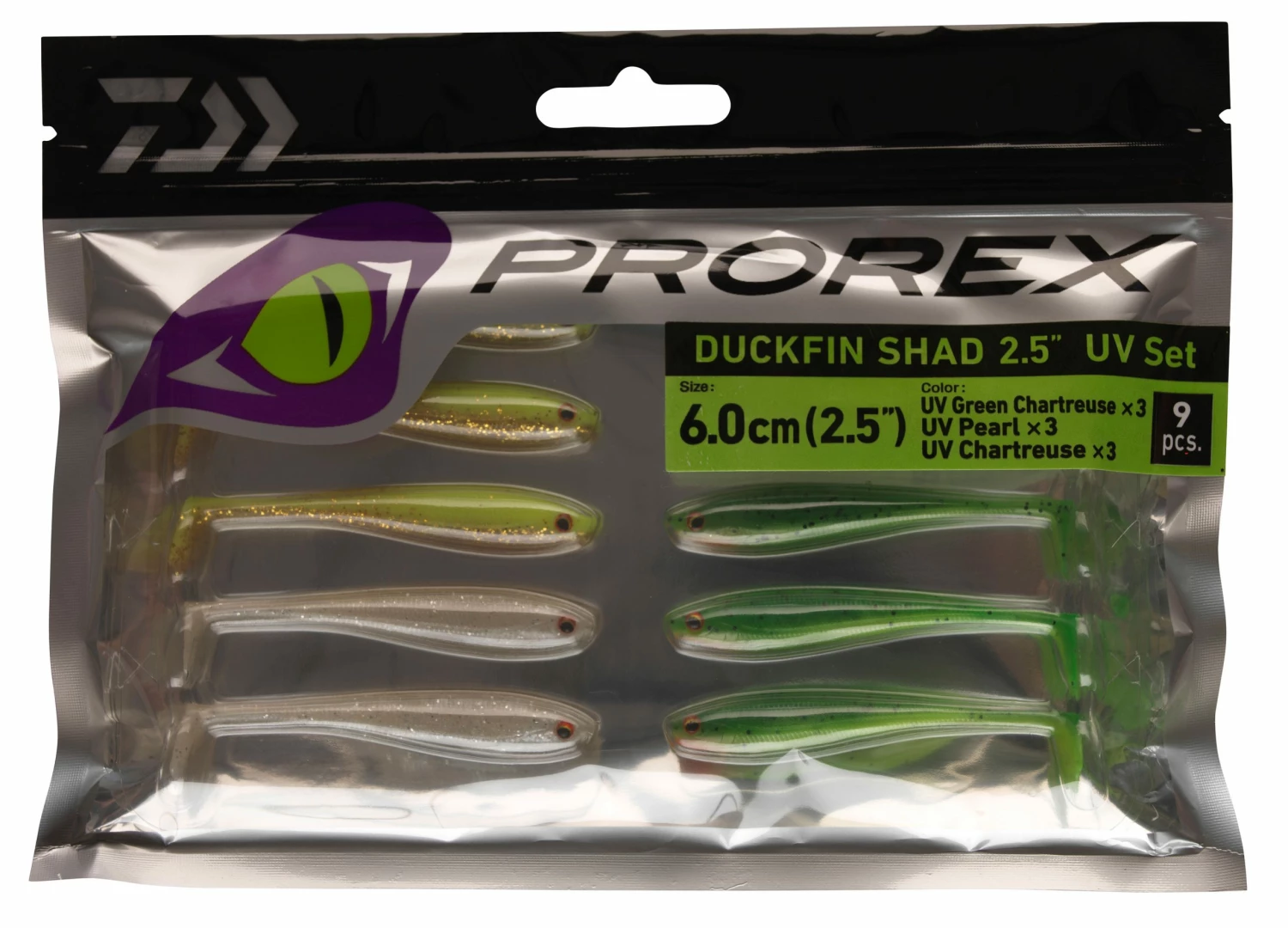 Daiwa Daiwa Prorex Duckfin Shad 2.5" softbait assortment 9pcs / pack Color:FULL SEASON KIT 2 Daiwa Daiwa Prorex Duckfin Shad 2.5" softbait assortment 9pcs / pack Color:FULL SEASON KIT - Image 2