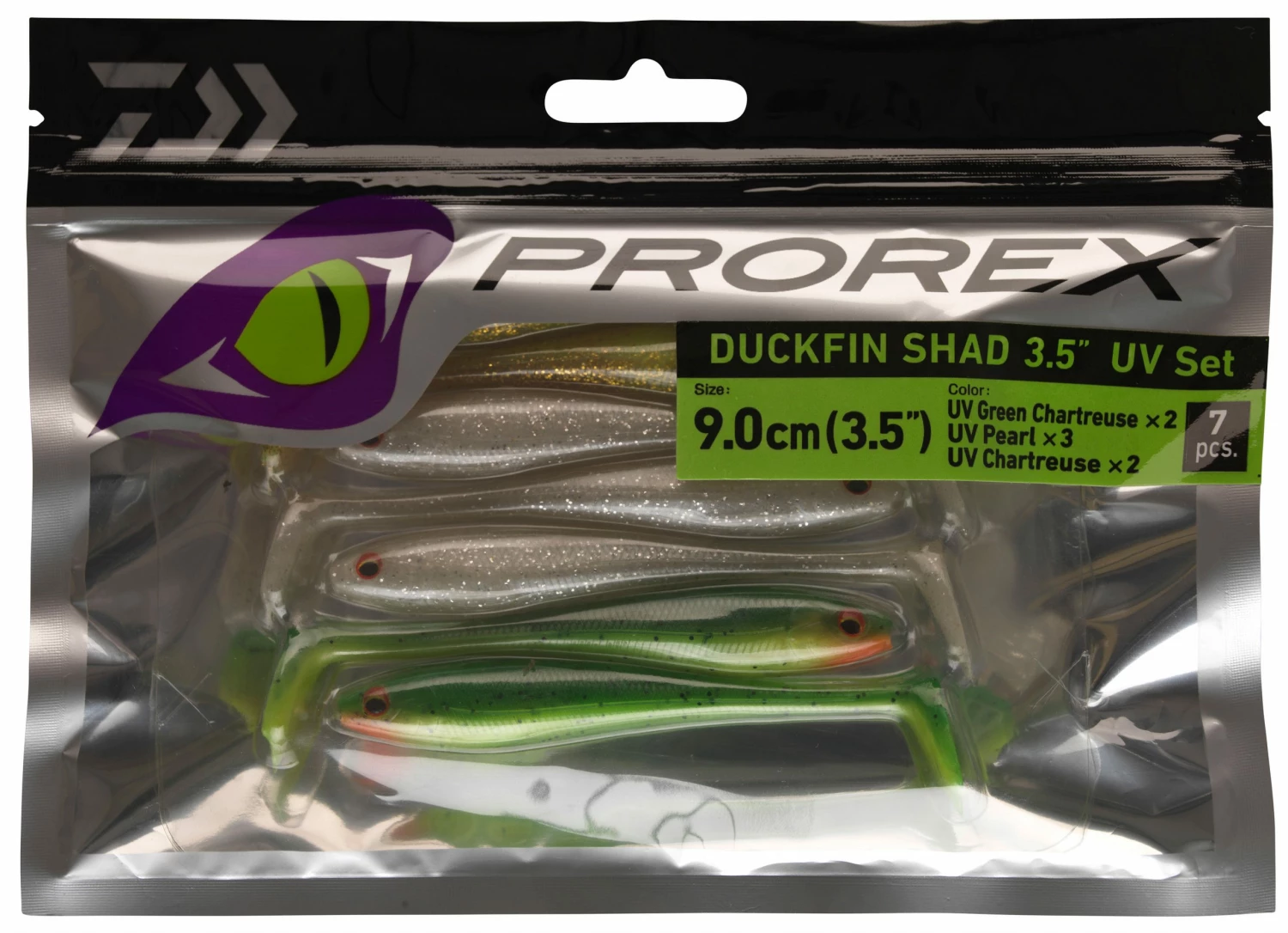 Daiwa Daiwa Prorex Duckfin Shad 3.5" assortment 7pcs / pack Color:FLASH KIT 3 Daiwa Daiwa Prorex Duckfin Shad 3.5" assortment 7pcs / pack Color:FLASH KIT - Image 3