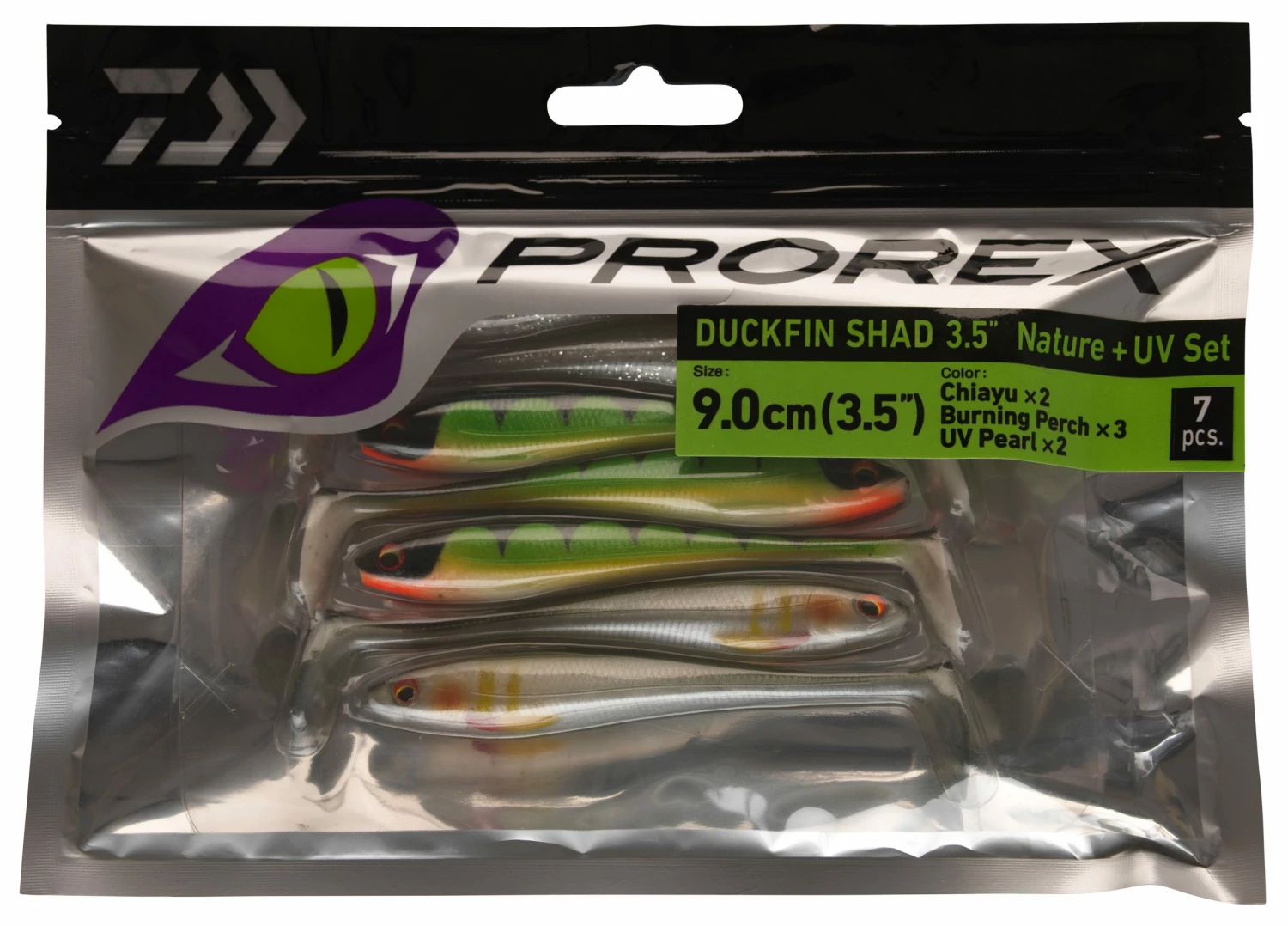 Daiwa Daiwa Prorex Duckfin Shad 3.5" assortment 7pcs / pack Color:FLASH KIT 4 Daiwa Daiwa Prorex Duckfin Shad 3.5" assortment 7pcs / pack Color:FLASH KIT - Image 4